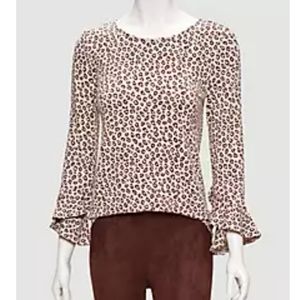 ANN TAYLOR FACTORY Cheetah Fluted Sleeve Top